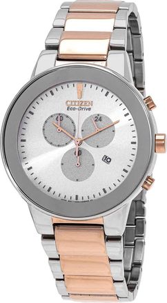 Citizen Chronograph GMT White Dial Two-Tone Mens Watch AT2244-84A