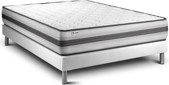 VITALIT Somier Blanco + Colch&oacute;n Con Muelles Y Viscoel&aacute;stica 160 X 200