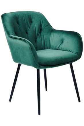 MID.YOU Mid.you Armlehnstuhl, Schwarz, Dunkelgrün, Metall, Textil, Rundrohr, 63x87x64 cm, Esszimmer, Stühle, Polsterstühle