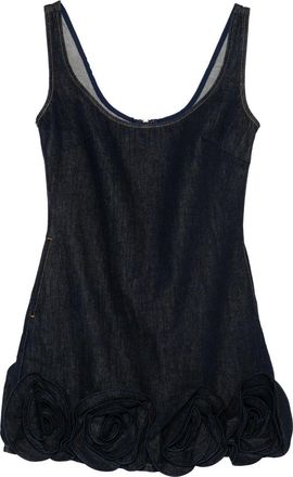 Self Portrait Indigo Denim 3d Flower Mini Dress