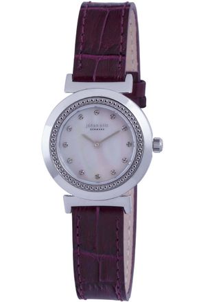 Johan Eric Denmark djursland, WoMens, mop dial watch w with swarovski crystal indices, burgundy leather w crocodile pattern top.. - Purple - One Size