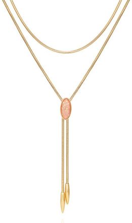 Vince Camuto Faux Stone Layered Y-Necklace in Goldtone/Pink Opal at Nordstrom Rack