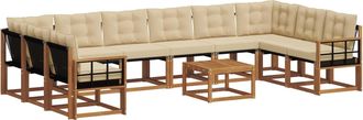 vidaXL Conjunto De Sof&aacute;s De Exterior 11 Uds. Natural Y Beige Vidaxl