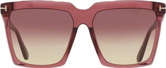 Tom Ford Sabrina Bordeaux Gradient Square Ladies Sunglasses FT0764 69T 58