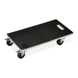 Relaxdays Relaxdays - 4 X Carritos Transportadores, 11.5x58x30 Cm, Carga M&aacute;xima 400 Kg, Ruedas Con Volantes, 2 Ruedas Con Frenos, Negro