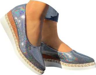 Generic Glitter Shoes Womens Metallic Sequin Shoes Party Disco Casual Shoes Festive Tennis Shoes Shimmering Lace-Up Shoes Flat Glitter Trainers Carnival Spark