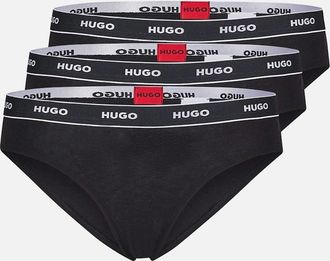 HUGO BOSS Womens 3 Pack of Logo Band Briefs - Black - Size: 2XL