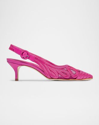Bernardo Madinah Embroidered Mesh Slingback Pumps