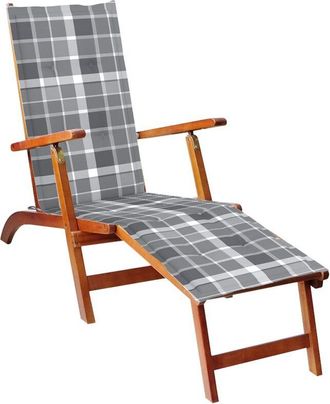 vidaXL Vidaxl - Tumbona De Jard&iacute;n Con Reposapi&eacute;s Y Coj&iacute;n Madera Maciza Acacia