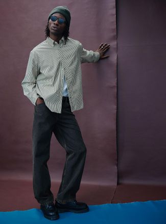 Le 31 Mens Vintage-washed black jean Bristol fit - Baggy