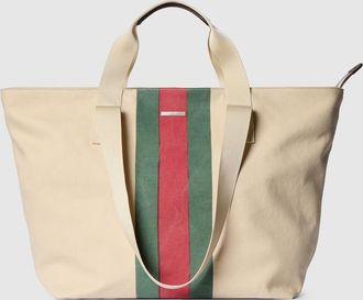 Gucci Positano Medium Tote Bag, White, Fabric
