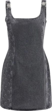 Marine Serre Moon Laser Denim Mouwloze Mini Jurk - Dames - Korte kleedjes - Grijs - S - Denim - Kleedjes