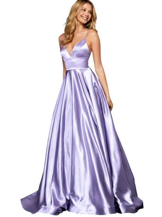 Sherri Hill Silk Charmeuse A-Line Prom Gown In Lilac