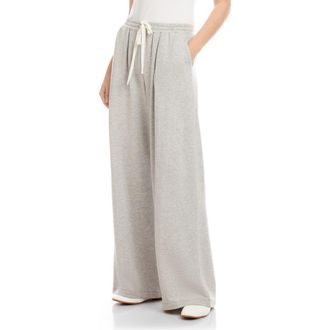 Fifteen Twenty Lani Drawstring Wide Leg Pants in Light Heather Grey at Nordstrom, Size Medium