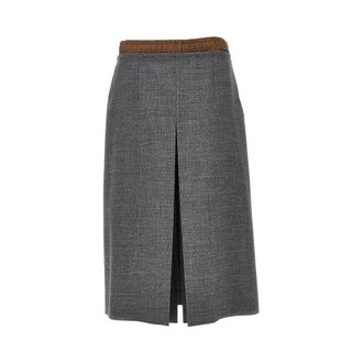 Prada Wool midi skirt with underskirt Woman 38
