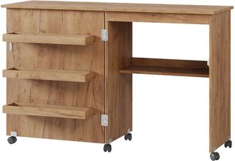 Vicco Mesa De Costura Carmen, Roble, 118 X 77.5 Cm Con 3 Estantes, Vicco