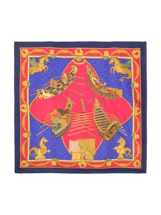 Hermès Foulard Les Bissone de Venise in seta anni 2000 - Rosa