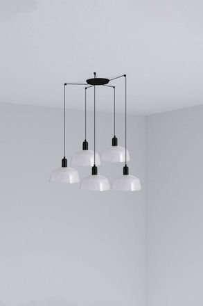 Netlighting Tatawin Medium Cluster Pendant Ceiling Light Black Gloss White 5x E27