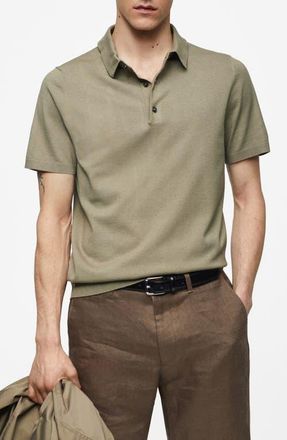 Mango Fine Gauge Polo in Olive Green at Nordstrom, Size X-Large