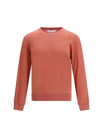 Brunello Cucinelli Mens Sweater Cotton Peach-Mist Peach/mist