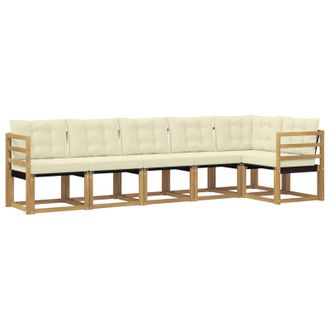 vidaXL Conjunto De Sof&aacute;s De Exterior Con Coj&iacute;n 6 Pcs Blanco Y Crema Vidaxl