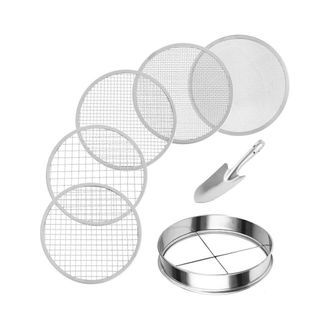 OEM Juego De Tamices De Acero Inoxidable Tipo Rompecabezas Para Jardiner&iacute;a Con 5 Tama&ntilde;os: 8 Pulgadas De Di&aacute;metro, 1/3/6/9/12 Mm, Malla Intercambiable