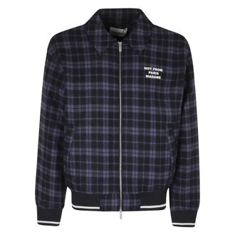 Dr&ocirc;le de Monsieur Ruit Flanellen Jas Met Slogan - Heren - Zomerjassen - Blauw - M - Wol - Jassen