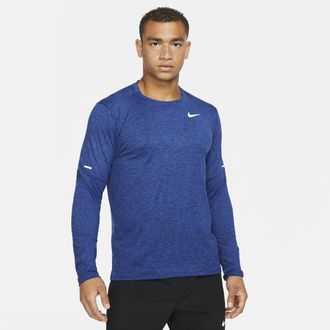 Nike Mens Element Dri-FIT Running Crew Top in Blue | DD4754-451
