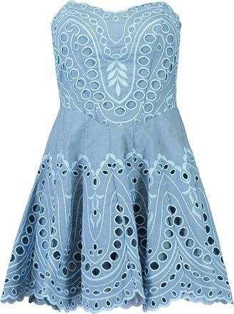 Charo Ruiz Ibiza Bali broderie smocked mini dress - Blue