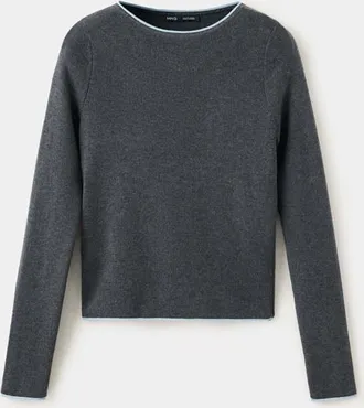 Mango Pullover maglia bordo contrasto grigio - Donna - XXS - MANGO
