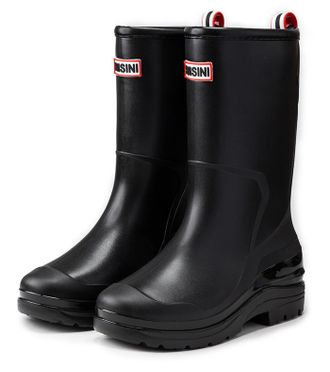 Pangolin Womens Waterproof Mid-Calf Wellies, Rubber Pull-On Wellington Boots with Slip-Resistant Lug Sole, Lightweight Easy-Clean Garden & Rain Boots Black 6.5