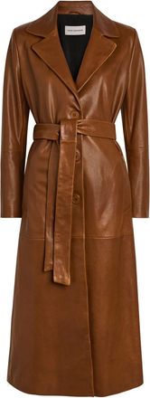 Nour Hammour Scarlett Belted Leather Trench Coat - Brown - 42 (UK14 / L)