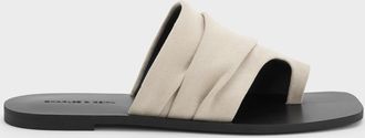 Charles & Keith Faux Suede Ruched Toe-Ring Sandals