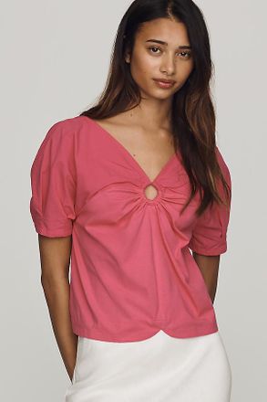 Maeve 100% Cotton Puff-Sleeve Top