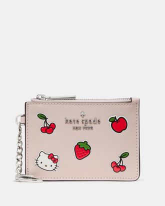 Kate Spade New York Womens Hello Kitty X Ksny New York Sticker Key Ring Card Holder - Pink Leather - One Size