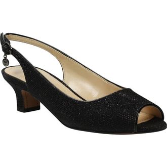 J. Rene&eacute; Jenvey Slingback Sandal in Black Fabric at Nordstrom, Size 10.5