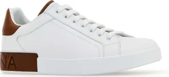 Dolce & Gabbana Mens White Leather Portofino Sneakers Biancocuoio