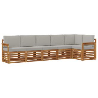 vidaXL Conjunto De Sof&aacute; Seccional Con Coj&iacute;n 6 Pcs Gris Natural Y Claro Vidaxl