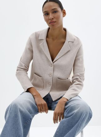 Contemporaine Womens Notched collar boxy-fit Cardigan Sweater