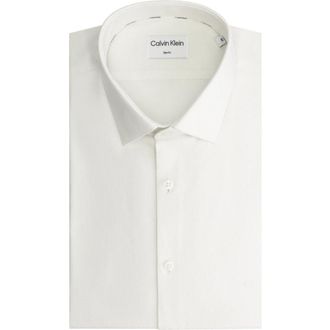 Calvin Klein Overhemden Wit - Heren - Zakelijke Overhemden - Wit - 4XS - Katoen - Overhemden