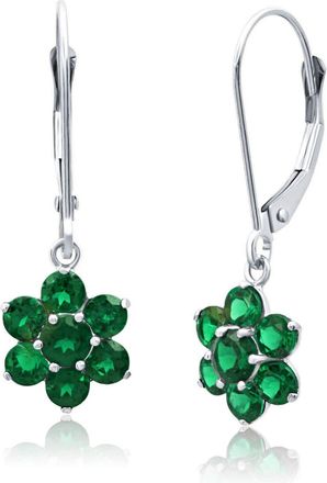 MAX + STONE Solid 14K Yellow or White Gold Gemstone Flower Shape Dangle Earrings
