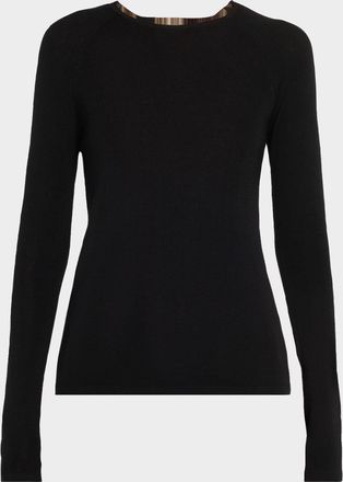 Majestic Filatures Crewneck Micro Rib Knit Wool-Silk T-Shirt