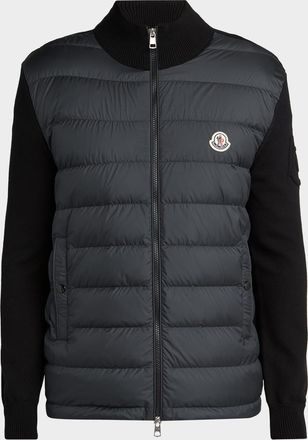 Moncler Men & apos;s Quilted Knit Hybrid Full-Zip Cardigan