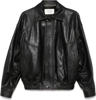 Saint Laurent Leren bomberjack - Bruin