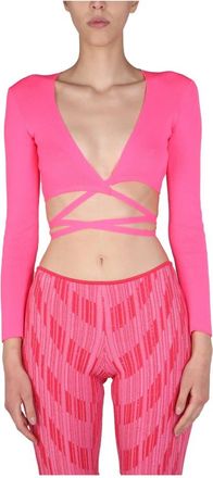 Msgm Scaldacuore Incrociato Manica Lunga - Dames - Longsleeves - Roze - XS - Polyester - Tops