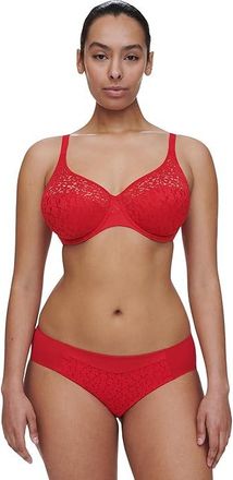 Chantelle Norah Full Coverage Unlined Molded Bra Womens Bra Poppy Red : 40B, Polyester/Nylon/Microfiber