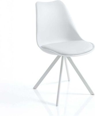 Oresteluchetta Juego De 4 Sillas Dise&ntilde;o Contempor&aacute;neo De Polipropileno Y Eco Cuero Smart Slim - Blanco