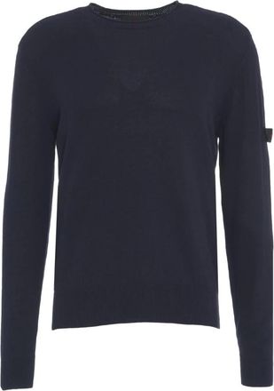 Peuterey Blauwe Gebreide Trui Stijlvol Comfort - Heren - Ronde hals truien - Blauw - M - Katoen - Truien & Vesten
