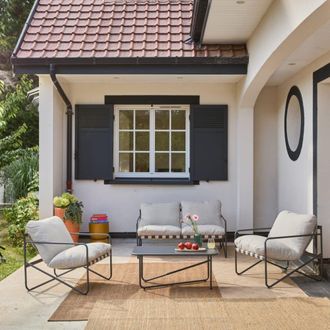 Sweeek Conjunto de jard&iacute;n de acero, 4 plazas, antracita