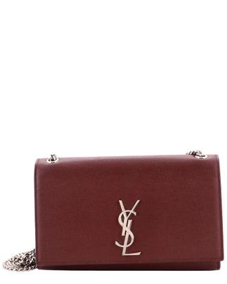 Saint Laurent Burgundy Grainy Leather Classic Monogram Crossbody Medium (Authentic Pre-Loved)